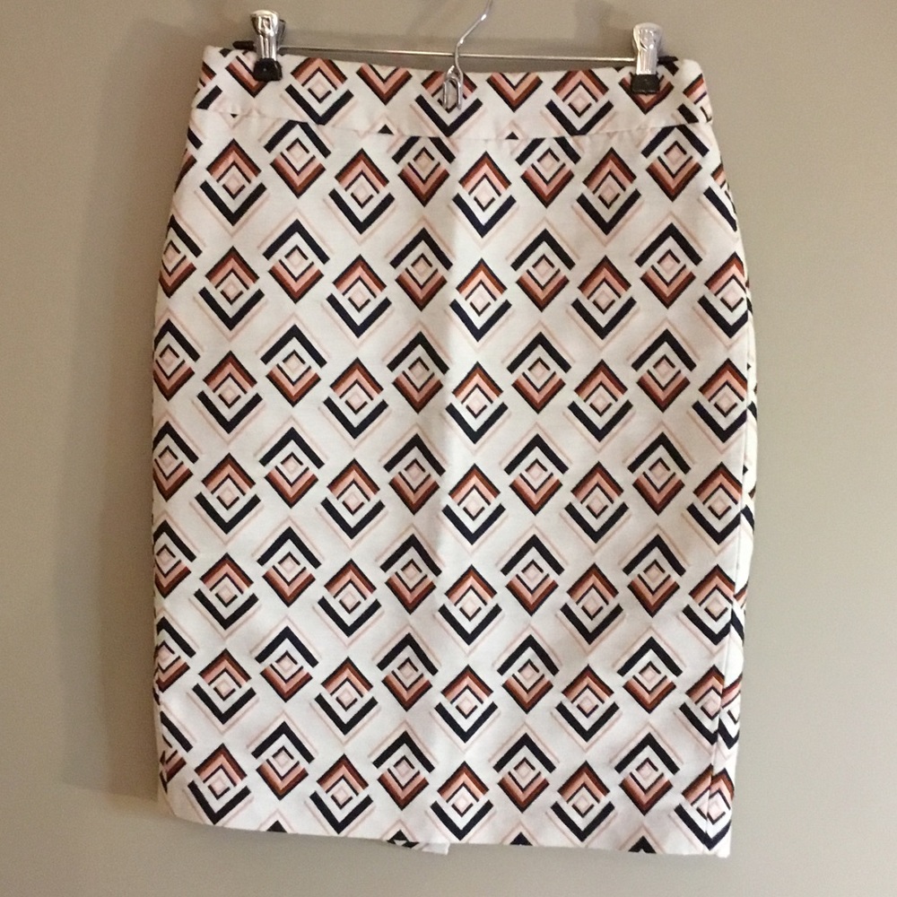 GUC, Ann Taylor, Lined, Diamond Patterned Skirt, Size 4, Blue/White/Pink